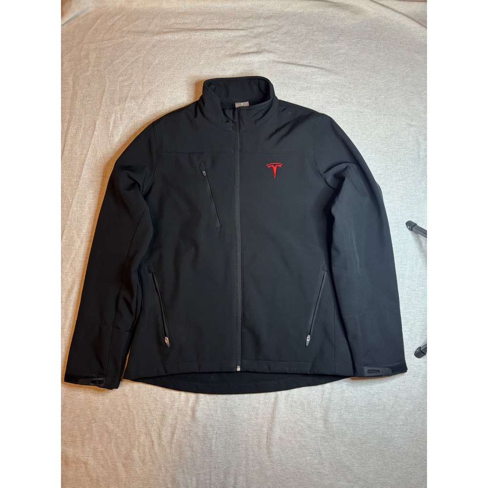 Tesla Softshell Jacket Men Small Black Red Logo Full Zip Corporate TSL7858BK